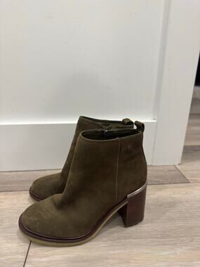 Vince Camuto Suede and Leather Green Heeled Bootie